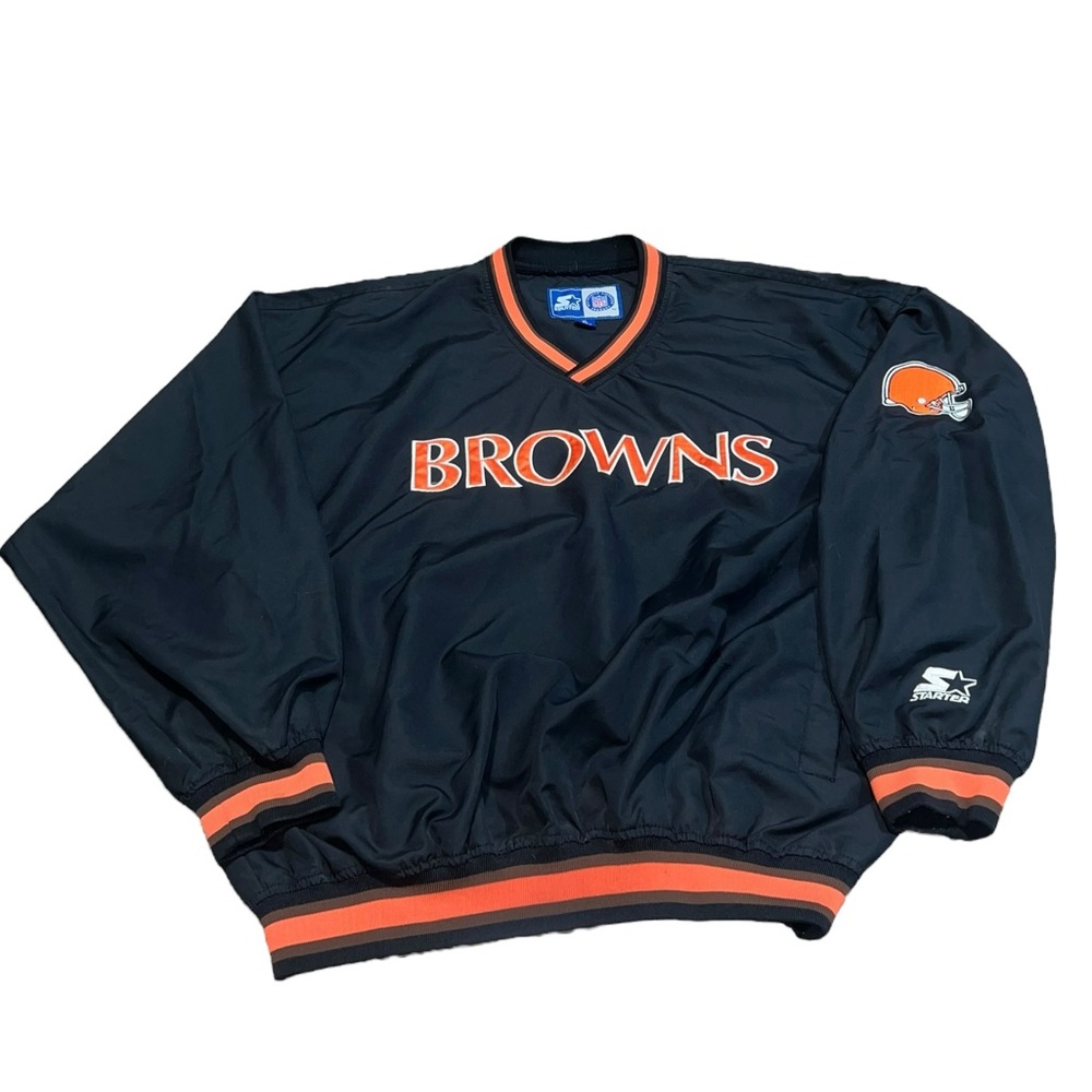 VTG 90s Cleveland Browns Starter Pullover Windbreaker Black Size XL NFL Football